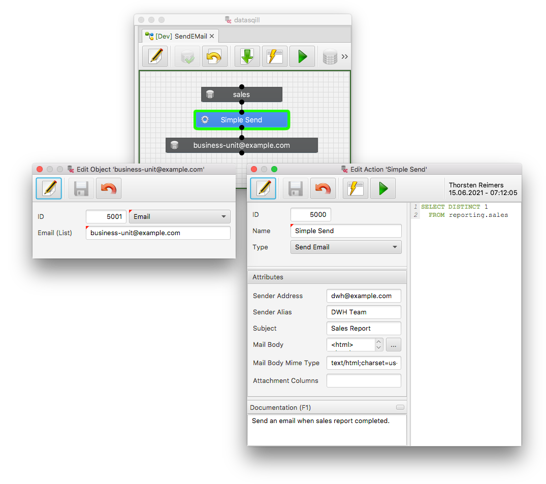 Sending a static email